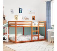 HaoChrymec Litera de Madera Maciza de Pino, Diseño Compacto con Barandillas de Seguridad, Literas Juveniles Ideal para Habitaciones Infantiles o Juveniles, Color Marrón Cera, 90x190 cm