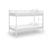 HaoChrymec Litera de Metal Blanco, Estructura Duradera con Barandillas de Seguridad, Literas Juveniles Ideal para Habitaciones Infantiles o Juveniles, Color Blanco, 90x200 cm