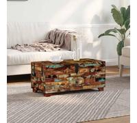 HaoChrymec Mesa de Centro Arcón, Madera Maciza Recuperada, 3 Compartimentos con Cajón, Multifuncional, Mesa Auxiliar Sofá, Coffee Table, para Salón o Dormitorio, 80x40x35 cm