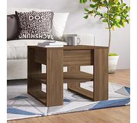 HaoChrymec Mesa de Centro con Estante, Madera Contrachapada, Diseño Compacto 55.5x55x45 cm, Mesa Auxiliar Sofá, Coffee Table para Salón, Acabado Roble Marrón