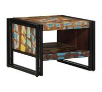 HaoChrymec Mesa de Centro con Madera Recuperada, Estilo Rústico Industrial, Mesa Auxiliar Sofá, Coffee Table Multifuncional para Salón, Dormitorio, Color Multicolor, 50x50x38 cm