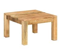 HaoChrymec Mesa de Centro Cuadrada, Madera Maciza de Mango Natural, Diseño Rústico Moderno, Mesa Auxiliar para Sofá, Coffee Table para Salón, 55x55x35 cm