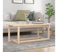 HaoChrymec Mesa de Centro de Madera Maciza de Pino, Mesa Auxiliar para Sofá, Coffee Table Rústica, Diseño Natural con Vetas Visibles, Mueble de Salón Resistente, 110x55x45 cm