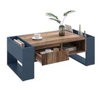 HaoChrymec Mesa de Centro de Tablero Aglomerado con Veta de Madera, Cajón Sin Tirador y Doble Almacenaje a Ambos Lados, Mesa Auxiliar, Mesa de Centro Salón, para Sala de Estar, Antracita, 111x60x40cm