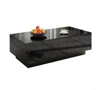 HaoChrymec Mesa de Centro de Tablero de Partículas con Acabado Brillo Parcial, Cajones y Compartimentos Deslizantes, Gran Almacenamiento, para Salón y Oficina, Negro, 100x31x50cm