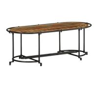 HaoChrymec Mesa de Centro, Madera Maciza Recuperada con Estructura de Hierro, Diseño Industrial Vintage, Mesa Auxiliar Sofá, Coffee Table para Salón, Acabado Único, 110x55x40 cm