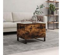 HaoChrymec Mesa de Centro, Material Madera de Ingeniería y Metal, Altura Ajustable con Almacenamiento, Mesa Auxiliar Sofá, Coffee Table, para Salón o Comedor, Color Roble Ahumado, 60x44.5x45 cm