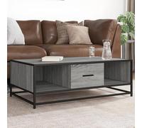 HaoChrymec Mesa de Centro, Material Madera de Ingeniería y Metal, Diseño Industrial con Estante, Estable y Resistente, Mesa Auxiliar Sofá,para Salón o Sala de Estar, Color Gris Sonoma, 100x57x35 cm