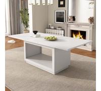 HaoChrymec Mesa de Comedor Extensible de MDF, Ajustable de 140 a 180 cm, Mesa Cuadrada Moderna, Multifuncional, para Comedor y Cocina, Color Blanco, 140/180x70x76.5 cm