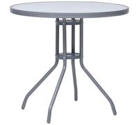 HaoChrymec Mesa de Exterior Redonda, Mesa Jardin con Tablero de Cristal Templado y Estructura de Acero, Diseño Moderno y Resistente a la Intemperie, Mesa Auxiliar Exterior,Gris Claro, 80 x 72 cm
