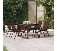 HaoChrymec Mesa de Jardín Exterior, 140x70x70 cm, con Tablero de Cristal Templado y Estructura de Acero, Diseño Moderno con Patas Curvas, Resistente a la Intemperie,Marrón y Negro