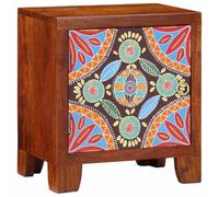 HaoChrymec Mesita de Noche, Madera Maciza de Acacia con Acabado Miel, Diseño Clásico con Amplio Almacenamiento, Mesa de Cabeceira, Mesitas Auxiliares, para Dormitorio, Color Marrón, 40x30x45 cm