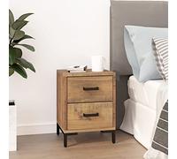 HaoChrymec Mesita de Noche, Madera Maciza de Pino con Cajones, Estilo Vintage Industrial, Mesa de Cabeceira, Mesitas Auxiliares, para Dormitorio, Color Marrón, 36x30x45 cm