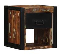 HaoChrymec Mesita de Noche, Madera Maciza Recuperada Multicolor, Diseño Único con Historia, Mesa de Cabeceira, Mesitas Auxiliares, para Dormitorio, 40x35x40 cm