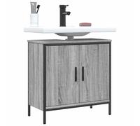 HaoChrymec Mueble Bajo Lavabo, Acero con Recubrimiento en Polvo y Madera, Diseño Compacto, Mueble Baño Auxiliar, Armario Multiusos, para Baño, Color Gris Sonoma, 60 x 30 x 60 cm