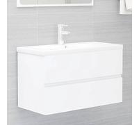 HaoChrymec Mueble Bajo Lavabo Blanco, Madera Contrachapada, Diseño Compacto, con Cajón de Almacenamiento, Mueble Baño Auxiliar, para Baño y Cocina, 80 x 38.5 x 45 cm