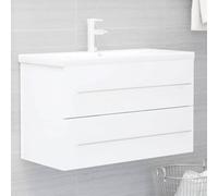 HaoChrymec Mueble Bajo Lavabo Blanco, Madera Contrachapada, Diseño Elegante, Armario Baño Auxiliar, Mueble Multiusos, para Baño, Sala y Cocina, 80 x 38.5 x 48 cm