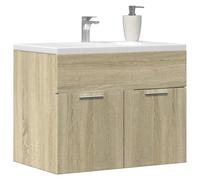 HaoChrymec Mueble Bajo Lavabo con 1 Compartimento, Madera de Ingeniería, Armario Auxiliar de Baño, Diseño Compacto, Requiere Montaje, para Baño y Vestidor, Color Roble Sonoma, 60 x 38,5 x 46 cm