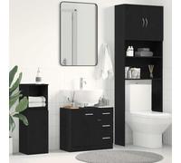 HaoChrymec Mueble Bajo Lavabo con Estante, Material Madera, Diseño Compacto, para Baño, Armario Multiusos, Mueble Auxiliar, Color Roble Negro, 63 x 30 x 54 cm