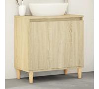 HaoChrymec Mueble Bajo Lavabo de 58x33x60 cm, Madera de Ingeniería y Eucalipto Macizo, Mueble de Baño Auxiliar, Armario Baño, con Puertas Prácticas, para Baño, Dormitorio, Color Roble Sonoma