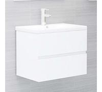 HaoChrymec Mueble Bajo Lavabo de Baño, Madera Contrachapada, Diseño Elegante, Armario Multiusos, para Baño y Dormitorio, Color Blanco, 60x38.5x45 cm
