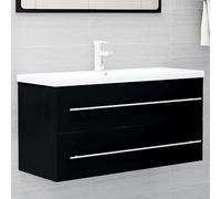 HaoChrymec Mueble Bajo Lavabo de Madera Contrachapada, Diseño Compacto y Elegante, Mueble Baño Auxiliar, Armario Multiusos, para Baño y Hogar, Color Negro, 100 x 38.5 x 48 cm