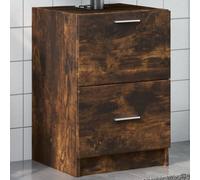HaoChrymec Mueble Bajo Lavabo de Madera, Diseño Compacto, Armario Multiusos, Mueble de Baño Auxiliar, para Baño y Dormitorio, Color Roble Ahumado, 40 x 37 x 59 cm