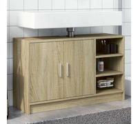 HaoChrymec Mueble Bajo Lavabo de Madera, Diseño Compacto, Armario Multiusos, Mueble de Baño Auxiliar, para Baño y Dormitorio, Color Roble Sonoma, 90 x 29 x 55 cm