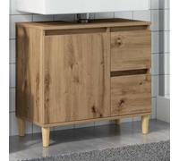 HaoChrymec Mueble Bajo Lavabo de Madera, Diseño con Cajones y Puerta, Armario Baño Auxiliar, para Baño y Dormitorio, Color Roble Artesano, 65 x 33 x 60 cm