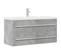 HaoChrymec Mueble Bajo Lavabo Gris Hormigón, Madera de Ingeniería, Diseño Compacto, Mueble Baño Auxiliar, para Baño y Sala, 100 x 38.5 x 48 cm