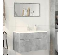 HaoChrymec Mueble Bajo Lavabo Gris Hormigón, Material Madera, Diseño Compacto, Armario Baño, Mueble Lavabo, Mueble Bajo, para Baño y Aseo, 80 x 38.5 x 46 cm