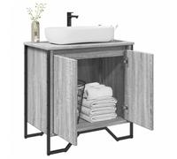 HaoChrymec Mueble Bajo Lavabo Gris Sonoma, Madera, Diseño Compacto, Mueble Baño Auxiliar, Armario Multiusos, Mueble Lavabo, Apto para Baño y Sala de Estar, 60 x 35 x 60 cm