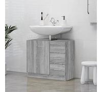 HaoChrymec Mueble Bajo Lavabo Gris Sonoma, Maderas de Ingeniería, Diseño Compacto, Mueble Auxiliar para Baños, Armario Multiusos, con Espacio de Almacenamiento, 63 x 30 x 54 cm