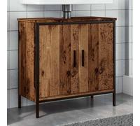 HaoChrymec Mueble Bajo Lavabo, Madera de Ingeniería, Diseño Compacto, Armario Multiusos, Mueble Auxiliar Baño, para Baño y Lavabo, Color Madera Reciclada, 60 x 30 x 60 cm