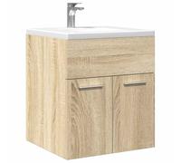 HaoChrymec Mueble Bajo Lavabo, Madera de Ingeniería, Diseño Compacto, Asas Prácticas, Armario Multiusos, Mueble Baño Auxiliar, para Baño, Cocina y Salón, Color Roble Sonoma, 41 x 38.5 x 46 cm