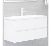 HaoChrymec Mueble Bajo Lavabo, Madera de Ingeniería, Diseño Elegante y Funcional, Armario Baño Multiusos, para Baño, Color Blanco, 90 x 38.5 x 45 cm