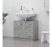 HaoChrymec Mueble Bajo Lavabo, Madera de Ingeniería, Diseño Moderno, Mueble Auxiliar de Baño, Armario Multiusos, para Baño, Color Gris Hormigón, 63 x 30 x 54 cm