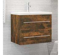 HaoChrymec Mueble Bajo Lavabo, Madera, Diseño Elegante, Armario Baño Multiusos, Almacenaje Ampliado, para Baño y Sala, Color Roble Ahumado, 60 x 38.5 x 48 cm