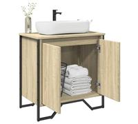 HaoChrymec Mueble Bajo Lavabo, Material Madera y Metal, Diseño Compacto, Armario Multiusos, para Baño y Aseo, Mueble Auxiliar, Color Roble Sonoma, 60 x 35 x 60 cm