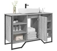 HaoChrymec Mueble Bajo Lavabo, Panel de Madera Contrachapada, Diseño Compacto, Armario Multiusos, Mueble de Baño Auxiliar, para Baño y Lavabo, Color Gris Sonoma, 91 x 35 x 60 cm