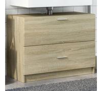 HaoChrymec Mueble Bajo Lavabo Roble Sonoma, Madera de Ingeniería, con Cajón y Compartimento, Mueble Baño Auxiliar, Armario Multiusos, Requiere Montaje, para Baño y Aseo, 78 x 37 x 59 cm