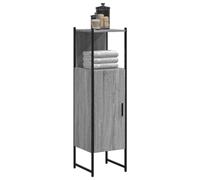 HaoChrymec Mueble de Baño 33 x 33 x 120.5 cm, Madera de Ingeniería y Acero, Diseño Compacto, Armario Multiusos, Mueble Bajo Lavabo, para Baño y Dormitorio, Gris Sonoma