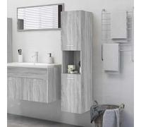 HaoChrymec Mueble de Baño Alto con 5 Compartimentos, Material Madera, Diseño Moderno, Mueble Auxiliar, Armario de Baño, para Baño, Vestidor y Dormitorio, Color Gris Sonoma, 30x30x130 cm