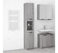 HaoChrymec Mueble de Baño Alto, Gris Sonoma, Madera de Ingeniería, Armario Multiusos, con 6 Compartimentos, Mueble Auxiliar, Requiere Montaje, para Baño, Cocina y Oficina, 32x34x188.5 cm