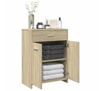 HaoChrymec Mueble de Baño Alto, Madera de Ingeniería, Diseño Práctico con 3 Compartimentos, Armario Multiusos, Mueble Auxiliar Baño, Cajoneras Baño, Requiere Montaje,Roble Sonoma, 60 x 33 x 80 cm