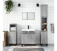 HaoChrymec Mueble de Baño con 4 Compartimentos y Patas de Hierro, Madera de Ingeniería, Armario Multiusos, Cajonera para Baño, Apto para Baño, Dormitorio y Más, Color Gris Sonoma, 30 x 30 x 190 cm