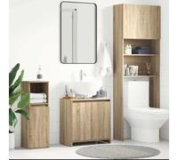 HaoChrymec Mueble de Baño con Almacenaje, Madera de Ingeniería, Diseño Elegante, Armario Multiusos, Cajoneras de Baño, para Baño y Dormitorio, Color Roble Sonoma, 60x33x61 cm
