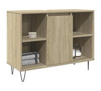 HaoChrymec Mueble de Baño con Cajones, Madera de Ingeniería, Diseño Industrial, Armario Multiusos, para Baño y Lavadero, Color Roble Sonoma, 80 x 33 x 60 cm