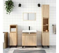 HaoChrymec Mueble de Baño con Compartimento y Puertas, Madera de Ingeniería y Hierro, Armario Multiusos, para Baño y Dormitorio, Roble Sonoma, 58 x 33 x 60 cm