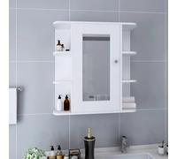 HaoChrymec Mueble de Baño con Espejo, MDF con Acabado Melaminizado, Armario Multiusos, Organizador de Baño, para Baño, Dormitorio y Vestidor, Color Blanco, 66x17x63 cm